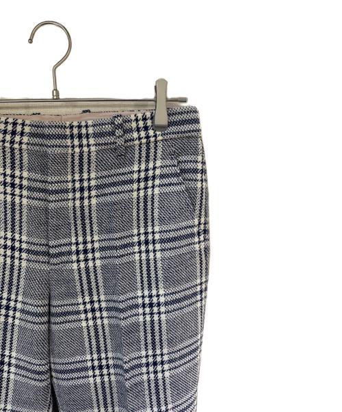GUCCI（グッチ）GUCCI (グッチ) リネン混ウールチェックパンツ ネイビー×ホワイト サイズ:44の古着・服飾アイテム