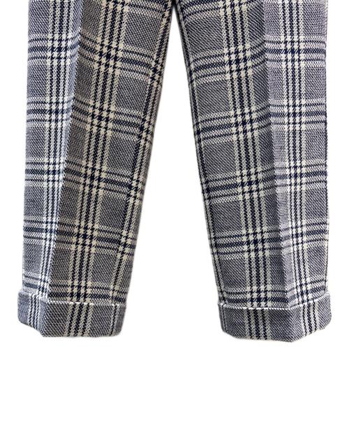 GUCCI（グッチ）GUCCI (グッチ) リネン混ウールチェックパンツ ネイビー×ホワイト サイズ:44の古着・服飾アイテム