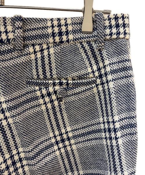GUCCI（グッチ）GUCCI (グッチ) リネン混ウールチェックパンツ ネイビー×ホワイト サイズ:44の古着・服飾アイテム