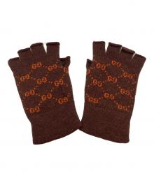 GUCCI（グッチ）の古着「フィンガーレスニットグローブ」｜ブラウン×オレンジ