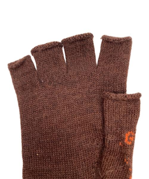 GUCCI（グッチ）GUCCI (グッチ) フィンガーレスニットグローブ ブラウン×オレンジ サイズ:Mの古着・服飾アイテム
