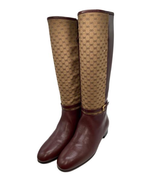 GUCCI（グッチ）GUCCI (グッチ) ロングブーツ ボルドー サイズ:38の古着・服飾アイテム
