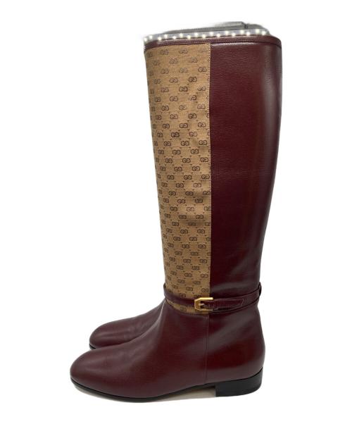 GUCCI（グッチ）GUCCI (グッチ) ロングブーツ ボルドー サイズ:38の古着・服飾アイテム
