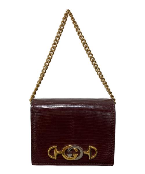 GUCCI（グッチ）GUCCI (グッチ) ミニチェーンウォレット ボルドーの古着・服飾アイテム