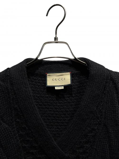GUCCI（グッチ）GUCCI (グッチ) デタッチャブルスリーブケーブルニット ブラック サイズ:Mの古着・服飾アイテム