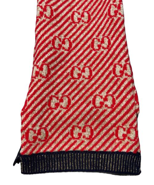 GUCCI（グッチ）GUCCI (グッチ) マフラー レッド×ゴールドの古着・服飾アイテム