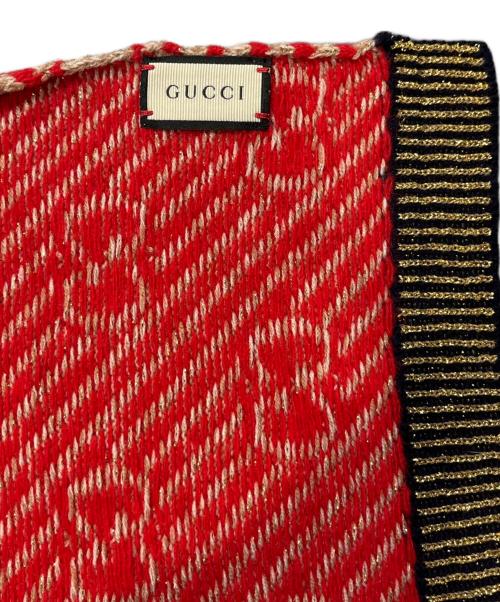 GUCCI（グッチ）GUCCI (グッチ) マフラー レッド×ゴールドの古着・服飾アイテム