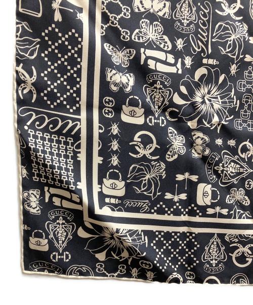 GUCCI（グッチ）GUCCI (グッチ) スカーフ ブラック×ホワイトの古着・服飾アイテム