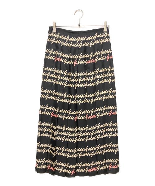GUCCI（グッチ）GUCCI (グッチ) Script Print Silk Skirt ブラック サイズ:40の古着・服飾アイテム
