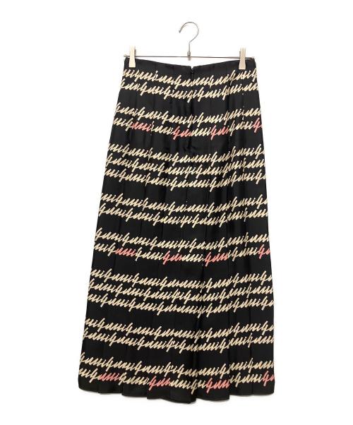 GUCCI（グッチ）GUCCI (グッチ) Script Print Silk Skirt ブラック サイズ:40の古着・服飾アイテム