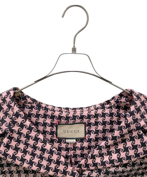 GUCCI（グッチ）GUCCI (グッチ) ハウンドトゥース ウール ジャケット ピンク サイズ:40の古着・服飾アイテム