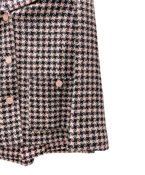 GUCCI（グッチ）GUCCI (グッチ) ハウンドトゥース ウール ジャケット ピンク サイズ:40の古着・服飾アイテム