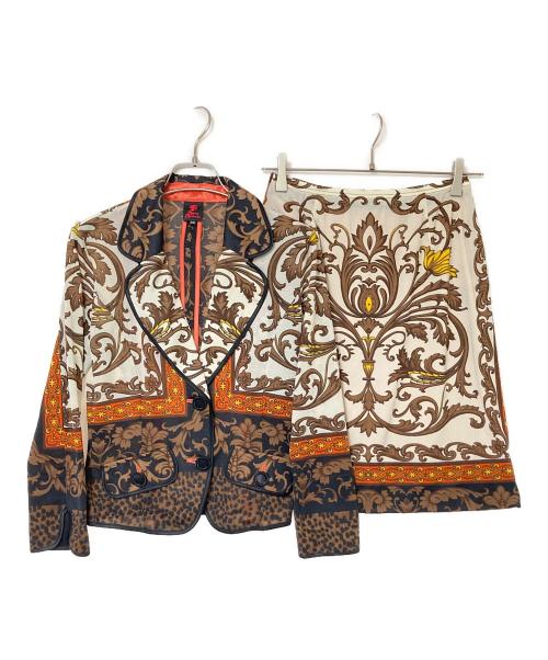 Regina Romantico（レジィーナロマンティコ）Regina Romantico (レジィーナロマンティコ) 総柄セットアップスーツ ブラウン サイズ:38の古着・服飾アイテム
