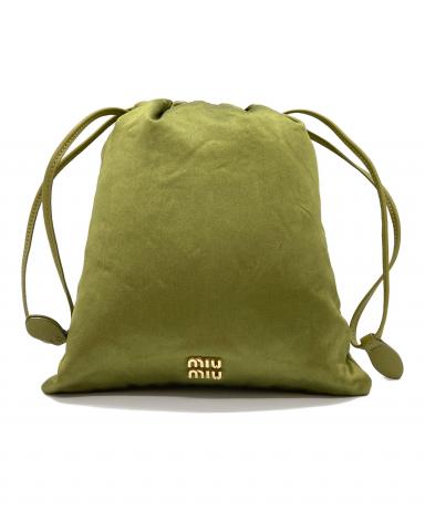 MIU MIU ダッチェス ポーチ オリーブグリーン 中古・古着通販】MIU MIU (ミュウミュウ) ダッチェスサテンポーチ