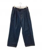 Adam et Ropeアダム エ ロペ）の古着「デニム 3タック ワイドスラックス」｜インディゴ
