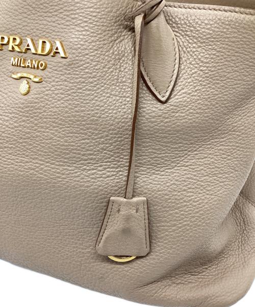 PRADA（プラダ）PRADA (プラダ) シボレザー2WAYトートバッグ ベージュの古着・服飾アイテム