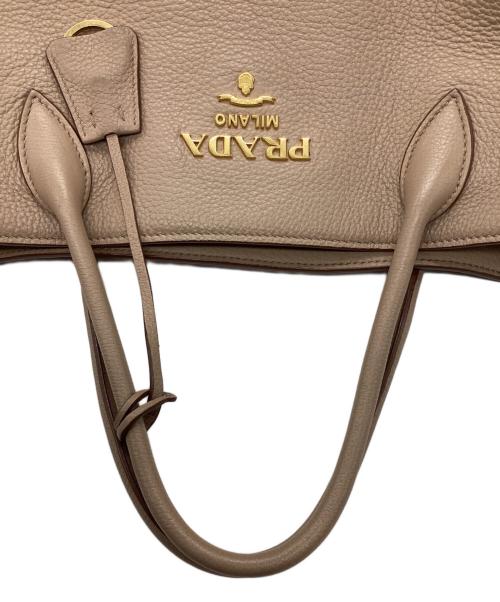 PRADA（プラダ）PRADA (プラダ) シボレザー2WAYトートバッグ ベージュの古着・服飾アイテム