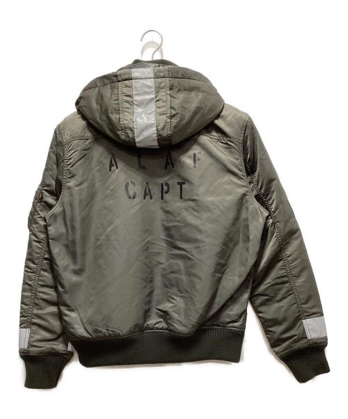 ALPHA（アルファ）ALPHA (アルファ) パッチドフーデッドリブジャケット オリーブ サイズ:Lの古着・服飾アイテム
