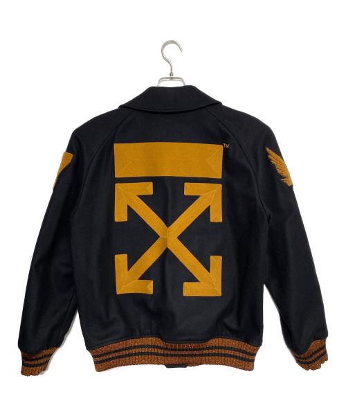 OFFWHITE（オフホワイト）OFFWHITE (オフホワイト) Black Wool Varsity Jacket ブラック×ブラウン サイズ:Mの古着・服飾アイテム
