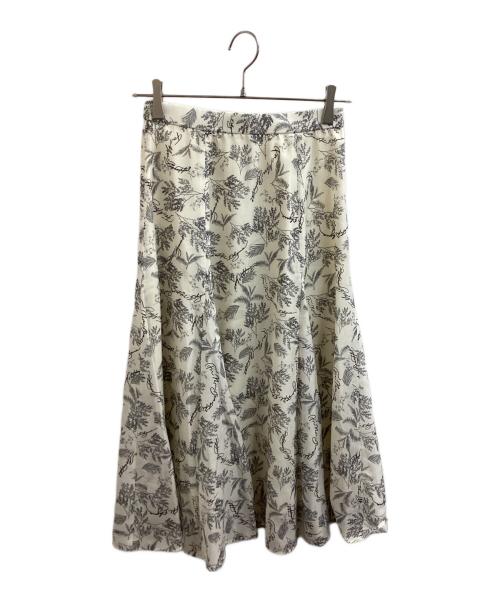 ANAYI（アナイ）ANAYI (アナイ) リーフカリグラフィープリントマチフレアスカート / 10251711550 / ロングスカート ホワイト サイズ:36の古着・服飾アイテム
