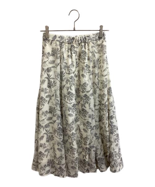 ANAYI（アナイ）ANAYI (アナイ) リーフカリグラフィープリントマチフレアスカート / 10251711550 / ロングスカート ホワイト サイズ:36の古着・服飾アイテム