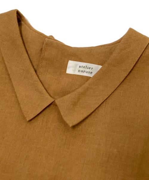 atelier naruse（アトリエナルセ）atelier naruse (アトリエナルセ) リネンバックボタン切替ワンピース キャメル サイズ:Fの古着・服飾アイテム