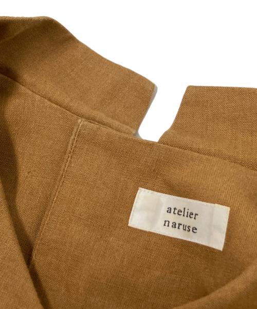 atelier naruse（アトリエナルセ）atelier naruse (アトリエナルセ) リネンバックボタン切替ワンピース キャメル サイズ:Fの古着・服飾アイテム
