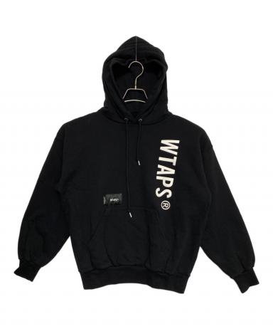 WTAPS フード付きパーカー 黒 X02 中古・古着通販】WTAPS (ダブルタップス) プルオーバーパーカー