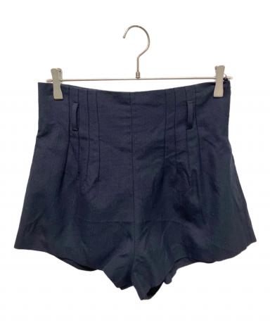 【高級バージンウール】PRADA ショートパンツ ネイビー タック レディース 中古・古着通販】PRADA (プラダ) シャドーストライプショートパンツ