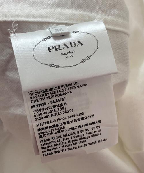 PRADA（プラダ）PRADA (プラダ) オックスフォードコットン ロゴ刺繍シャツ ホワイト サイズ:36の古着・服飾アイテム