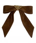 PRADAプラダ）の古着「スエード リボンバレッタ」｜カカオ