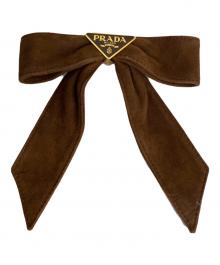 PRADA（プラダ）の古着「スエード リボンバレッタ」｜カカオ
