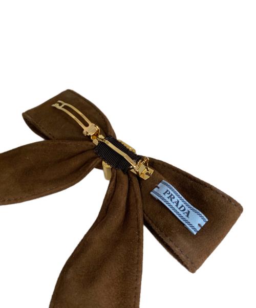 PRADA（プラダ）PRADA (プラダ) スエード リボンバレッタ カカオの古着・服飾アイテム