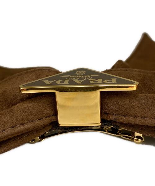 PRADA（プラダ）PRADA (プラダ) スエード リボンバレッタ カカオの古着・服飾アイテム