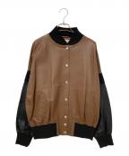 PLAN Cプランシー）の古着「レザーパネルジャケット」｜ブラウン