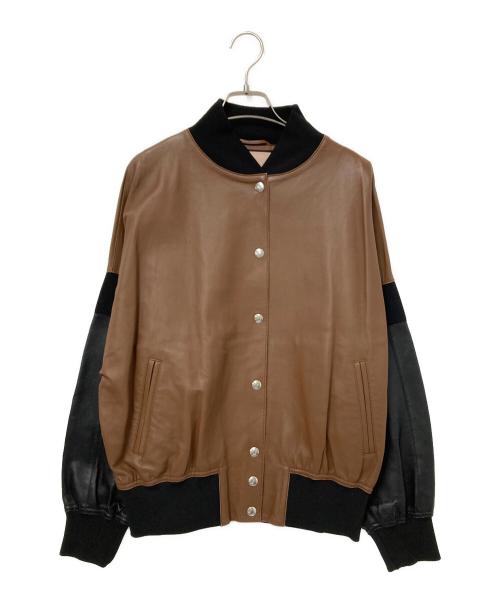 PLAN C（プランシー）PLAN C (プランシー) レザーパネルジャケット ブラウン サイズ:38の古着・服飾アイテム