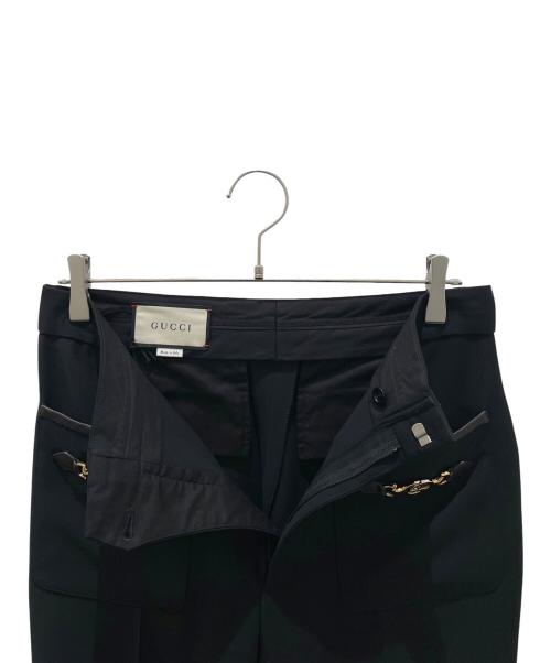 GUCCI（グッチ）GUCCI (グッチ) ズゥミ インターロッキングG ストレートパンツ ブラック サイズ:44の古着・服飾アイテム