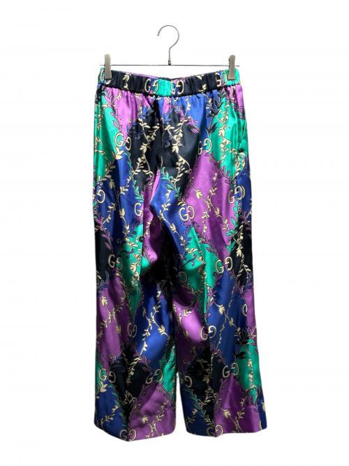 GUCCI（グッチ）GUCCI (グッチ) シルクプリントパンツ パープル サイズ:42の古着・服飾アイテム