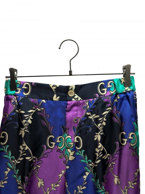 GUCCI（グッチ）GUCCI (グッチ) シルクプリントパンツ パープル サイズ:42の古着・服飾アイテム