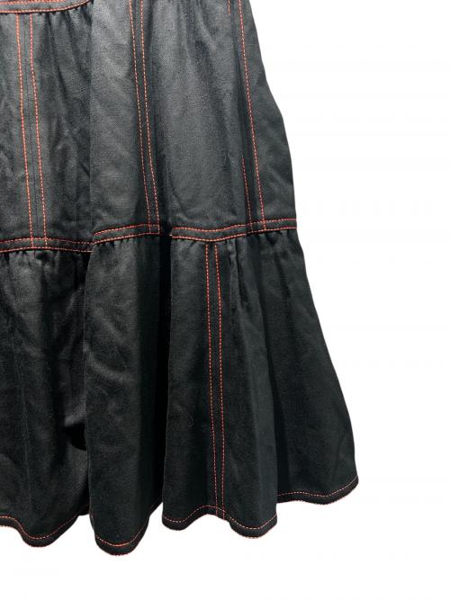 GUCCI（グッチ）GUCCI (グッチ) コントラストステッチベルトロングスカート ブラック サイズ:44の古着・服飾アイテム