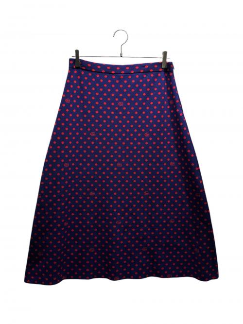 GUCCI（グッチ）GUCCI (グッチ) ニットスカート/ドット/GG ネイビー/レッド サイズ:XLの古着・服飾アイテム