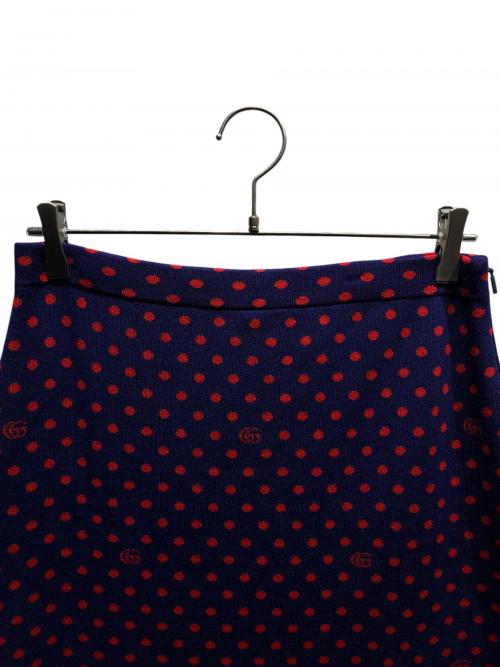 GUCCI（グッチ）GUCCI (グッチ) ニットスカート/ドット/GG ネイビー/レッド サイズ:XLの古着・服飾アイテム