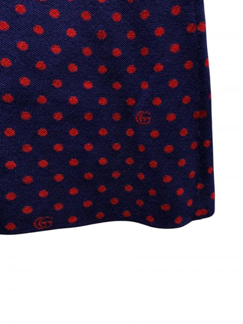 GUCCI（グッチ）GUCCI (グッチ) ニットスカート/ドット/GG ネイビー/レッド サイズ:XLの古着・服飾アイテム