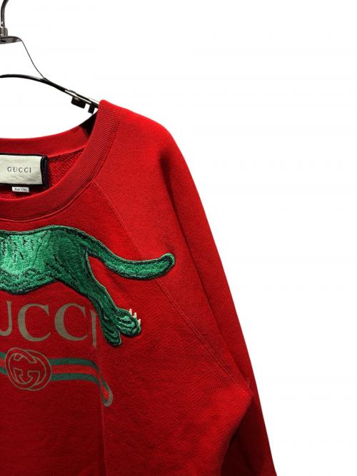 GUCCI（グッチ）GUCCI (グッチ) タイガー刺繍スウェット レッド サイズ:Mの古着・服飾アイテム