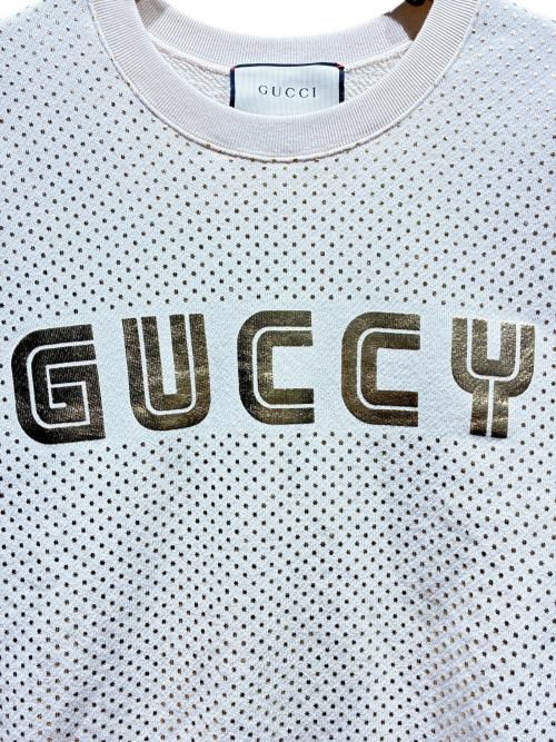 GUCCI（グッチ）GUCCI (グッチ) ロゴプリントラメデザインスウェット アイボリー サイズ:Sの古着・服飾アイテム