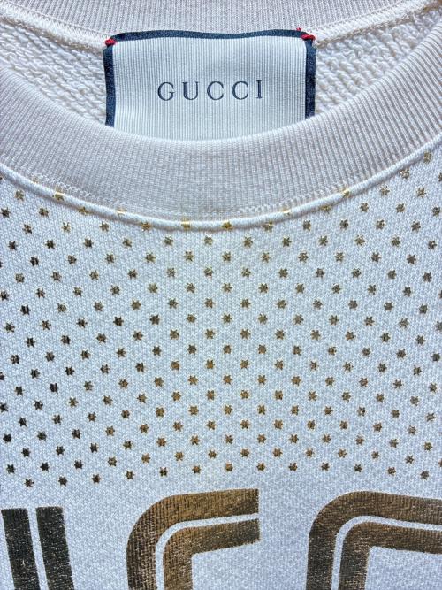 GUCCI（グッチ）GUCCI (グッチ) ロゴプリントラメデザインスウェット アイボリー サイズ:Sの古着・服飾アイテム