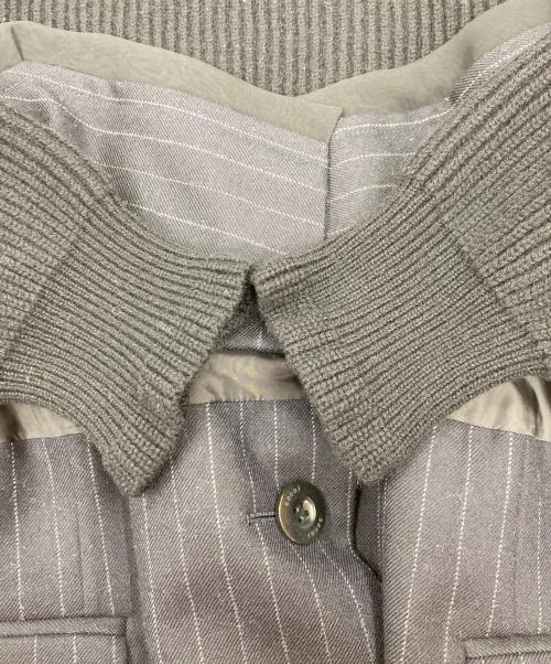 sacai（サカイ）sacai (サカイ) Wool Knit×Chalk Stripe Pullover ブラック サイズ:2の古着・服飾アイテム