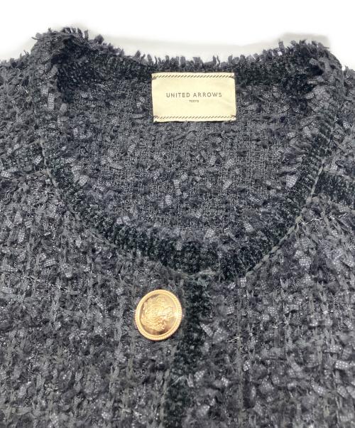 UNITED ARROWS（ユナイテッドアローズ）UNITED ARROWS (ユナイテッドアローズ) ツイード モール パイピング カーディガン ブラック サイズ:-の古着・服飾アイテム