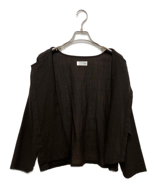 HUIS（ハウス）HUIS (ハウス) ウォッシャブルウールショートカーディガン ブラウン サイズ:FREEの古着・服飾アイテム