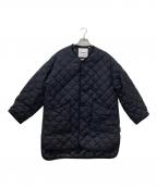 Gymphlexジムフレックス）の古着「キルティングコート　ナイロンタフタ キルトダウン カラーレスコート」｜ブラック